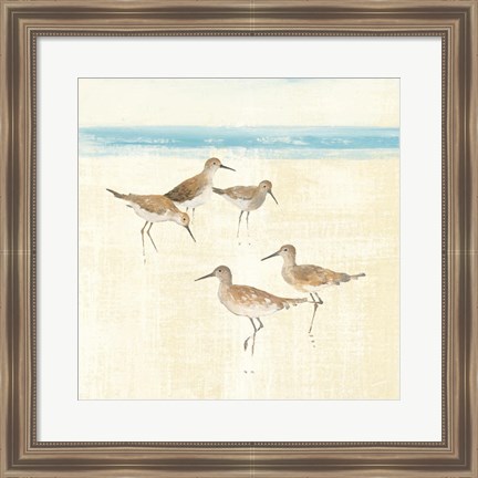 Framed Sandpipers Square I Blue Print