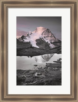 Framed Mount Robson BW with Color Print