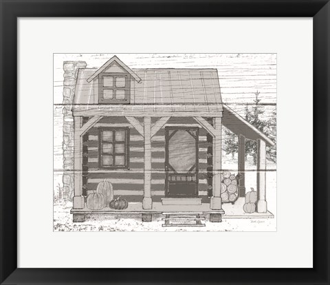 Framed Fall Cabin II Print