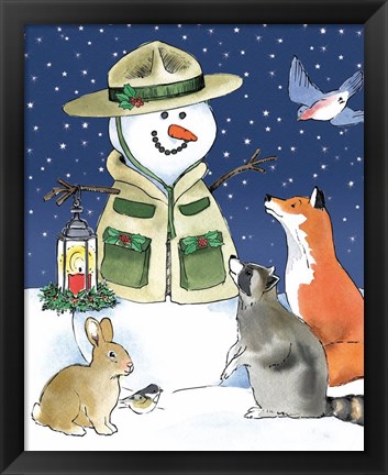 Framed Lodge Snowmen III Print