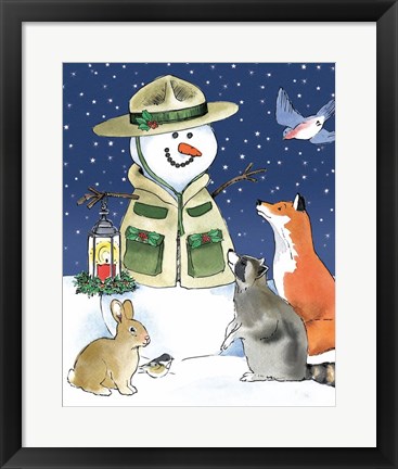 Framed Lodge Snowmen III Print