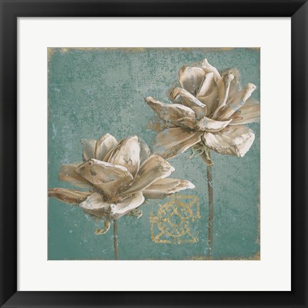 Framed Seed Pod II no Words Turquoise Print