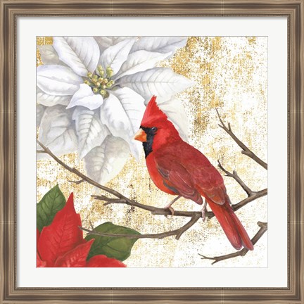 Framed Winter Birds Cardinal Print