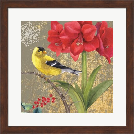 Framed Winter Birds Goldfinch Collage Print