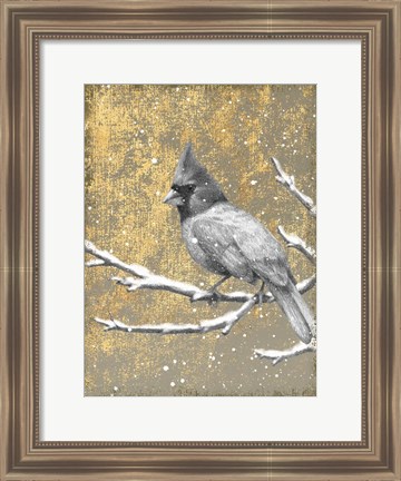 Framed Winter Birds Cardinal Neutral Print