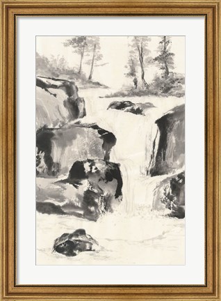 Framed Sumi Waterfall II Print