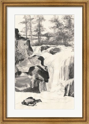 Framed Sumi Waterfall I Print