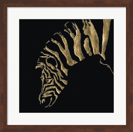 Framed Gilded Zebra on Black Print