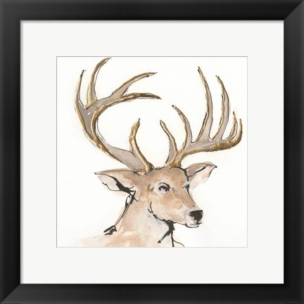 Framed Gilded Mule Deer Print