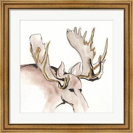 Framed Gilded Moose Print