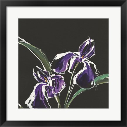 Framed Iris on Black I Print