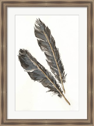 Framed Gold Feathers III Print