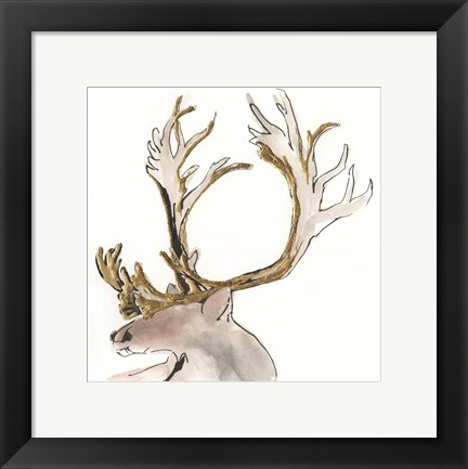 Framed Gilded Caribou II Print