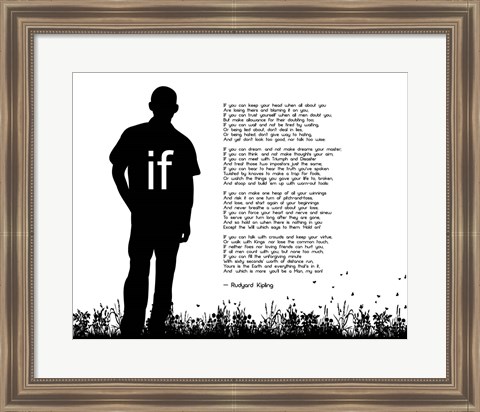 Framed If by Rudyard Kipling - Man Silhouette White Print