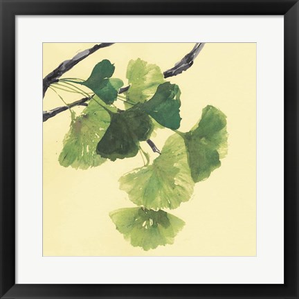 Framed Gingko Leaves I Dark Print