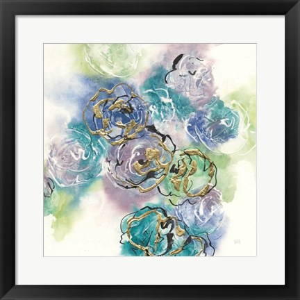 Framed Gold Edged Roses II Print