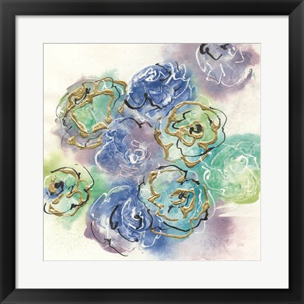 Framed Gold Edged Roses I Print