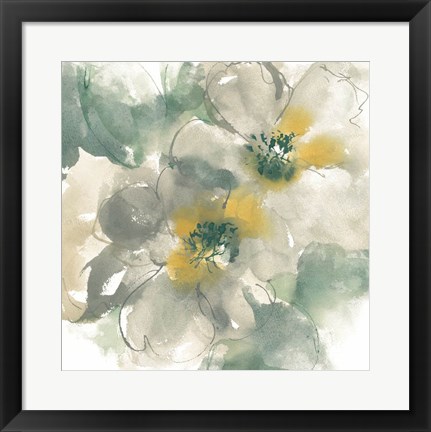 Framed Silver Quince I on White Print