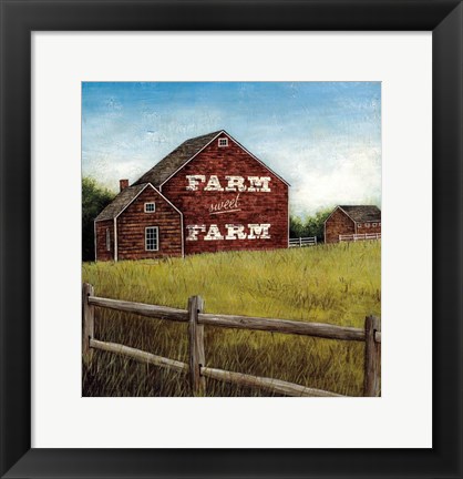 Framed Weathered Barns Red with Words Print