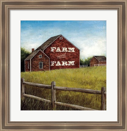 Framed Weathered Barns Red with Words Print