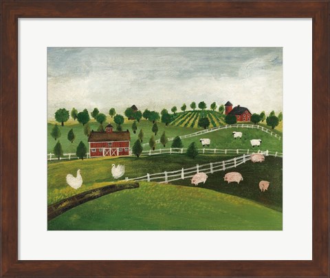 Framed Day at the Farm I Bright Print