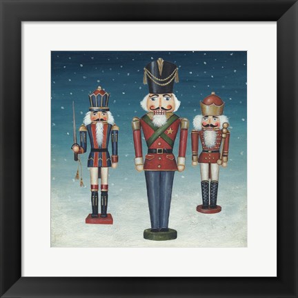 Framed Soldier Nutcrackers Snow Print