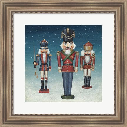 Framed Soldier Nutcrackers Snow Print