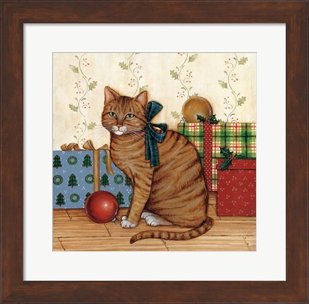 Framed Christmas Kitty II Print