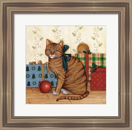 Framed Christmas Kitty II Print