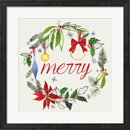 Framed Watercolor Christmas VIII Print