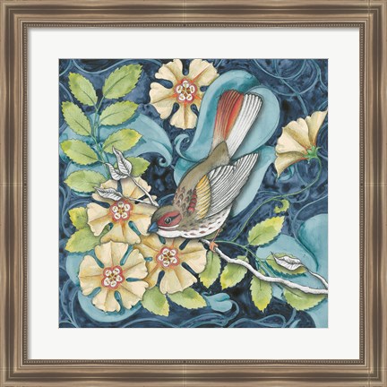 Framed Arts and Crafts Bird II Print