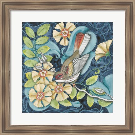 Framed Arts and Crafts Bird II Print