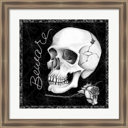 Framed Arsenic and Old Lace Skull Beware Print