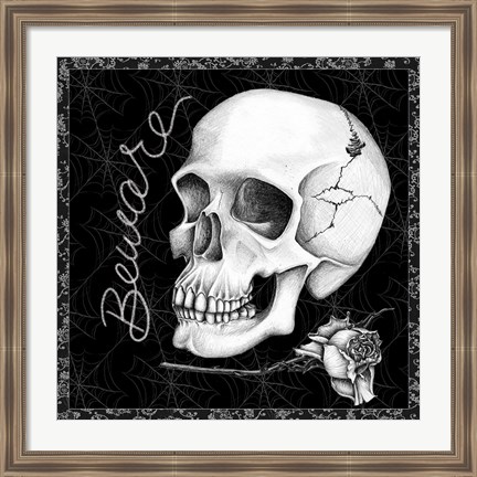 Framed Arsenic and Old Lace Skull Beware Print