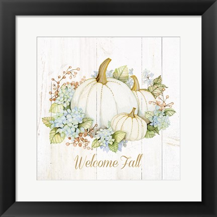 Framed Autumn Elegance I Gold Welcome Fall Print