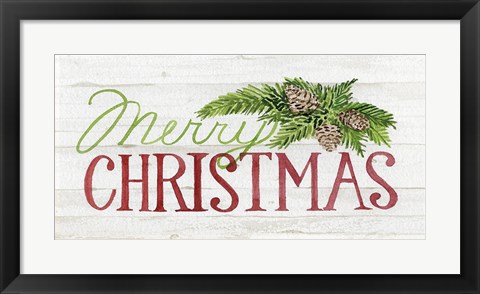 Framed Holiday Saying II on Wood Whitewash Print