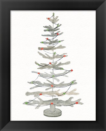 Framed Coastal Holiday Tree II Red Print