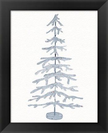 Framed Coastal Holiday Tree IV Red Print