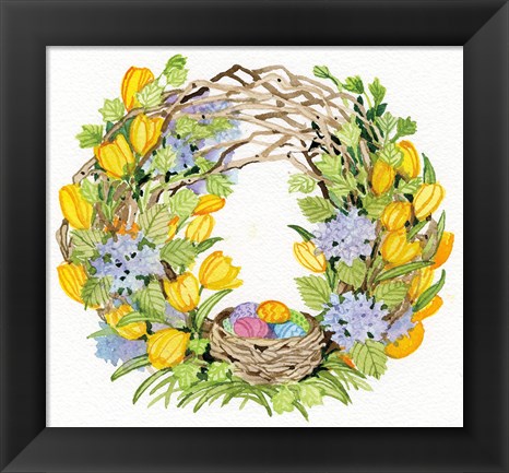 Framed Spring Wreath II Print