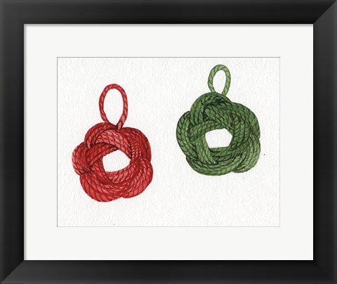 Framed Coastal Holiday Ornament IX Print