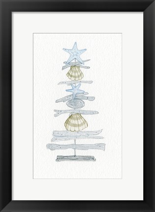 Framed Coastal Holiday Tree I Print