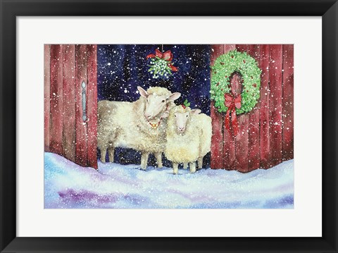 Framed Christmas Sheep Print