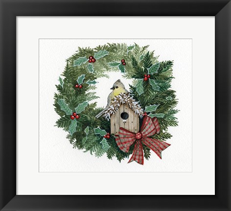 Framed Holiday Wreath III Print