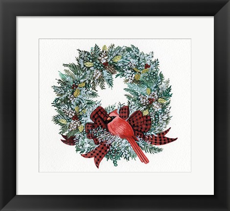 Framed Holiday Wreath I Print