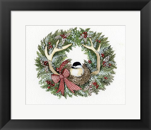 Framed Holiday Wreath IV Print