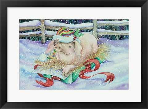 Framed Christmas Pig Print