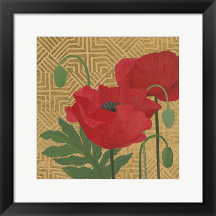 Framed More Poppies with Pattern Print