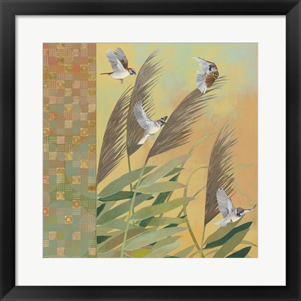 Framed Sparrows and Phragmates August Evening Print