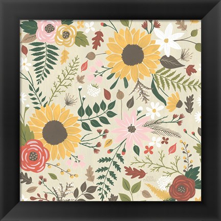 Framed Autumn Garden Pattern VIII Print