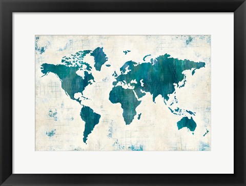 Framed Discover the World Blue Print